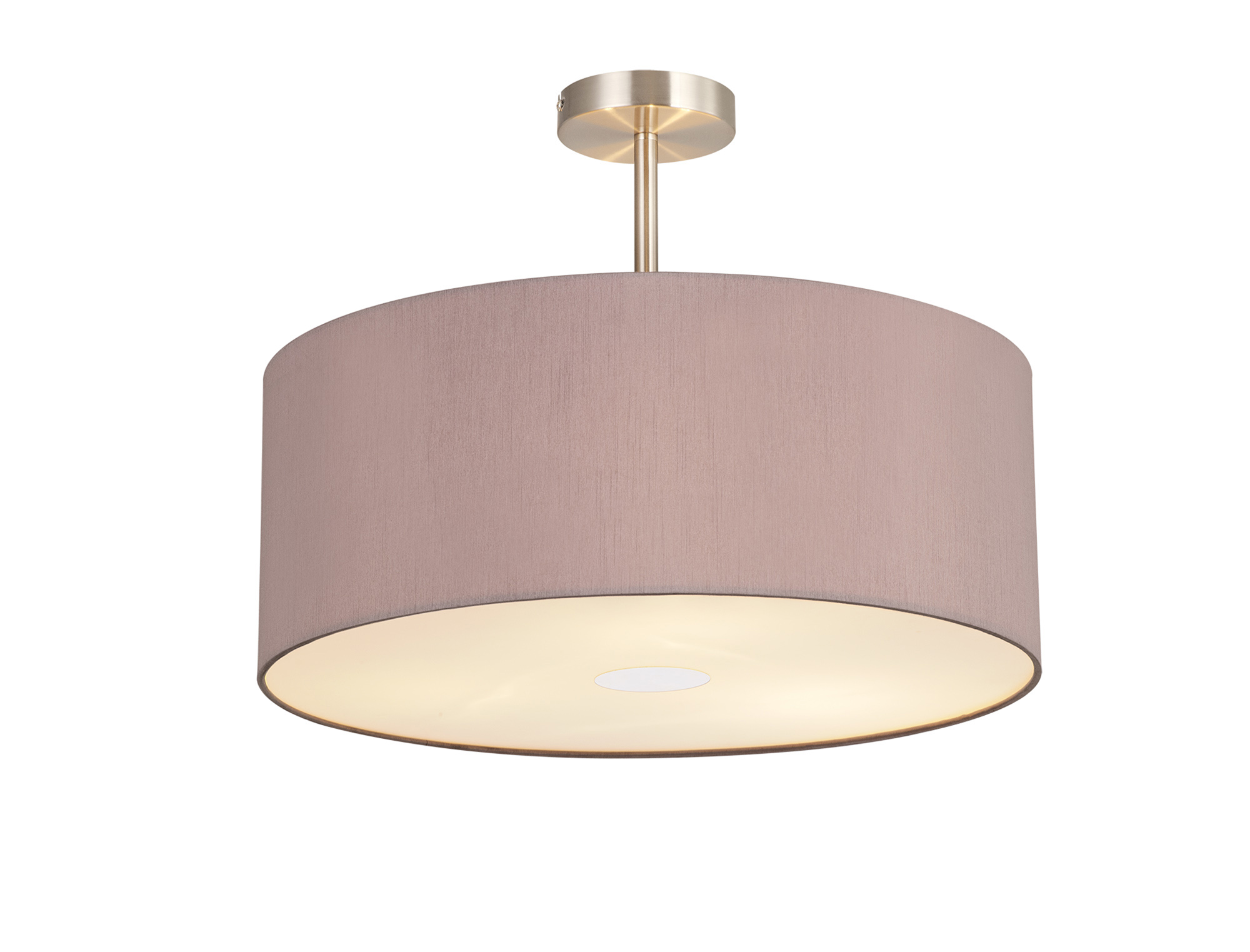 Baymont 50cm Semi Flush 3 Light Satin Nickel, Taupe/Halo Gold, Frosted Diffuser